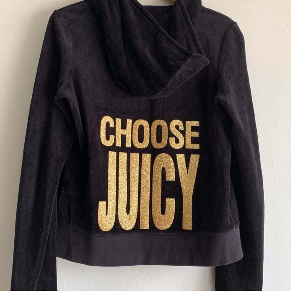 Juicy Couture Women's Jacket in Black with Gold Accents